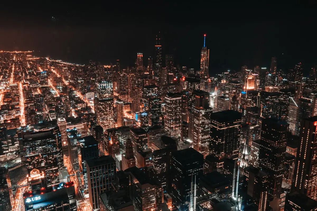 Aurora, Illinois skyline at night