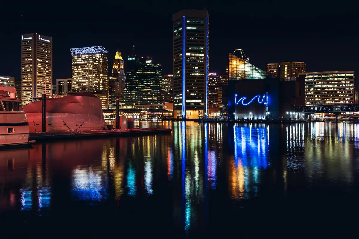 Baltimore, Maryland skyline at night