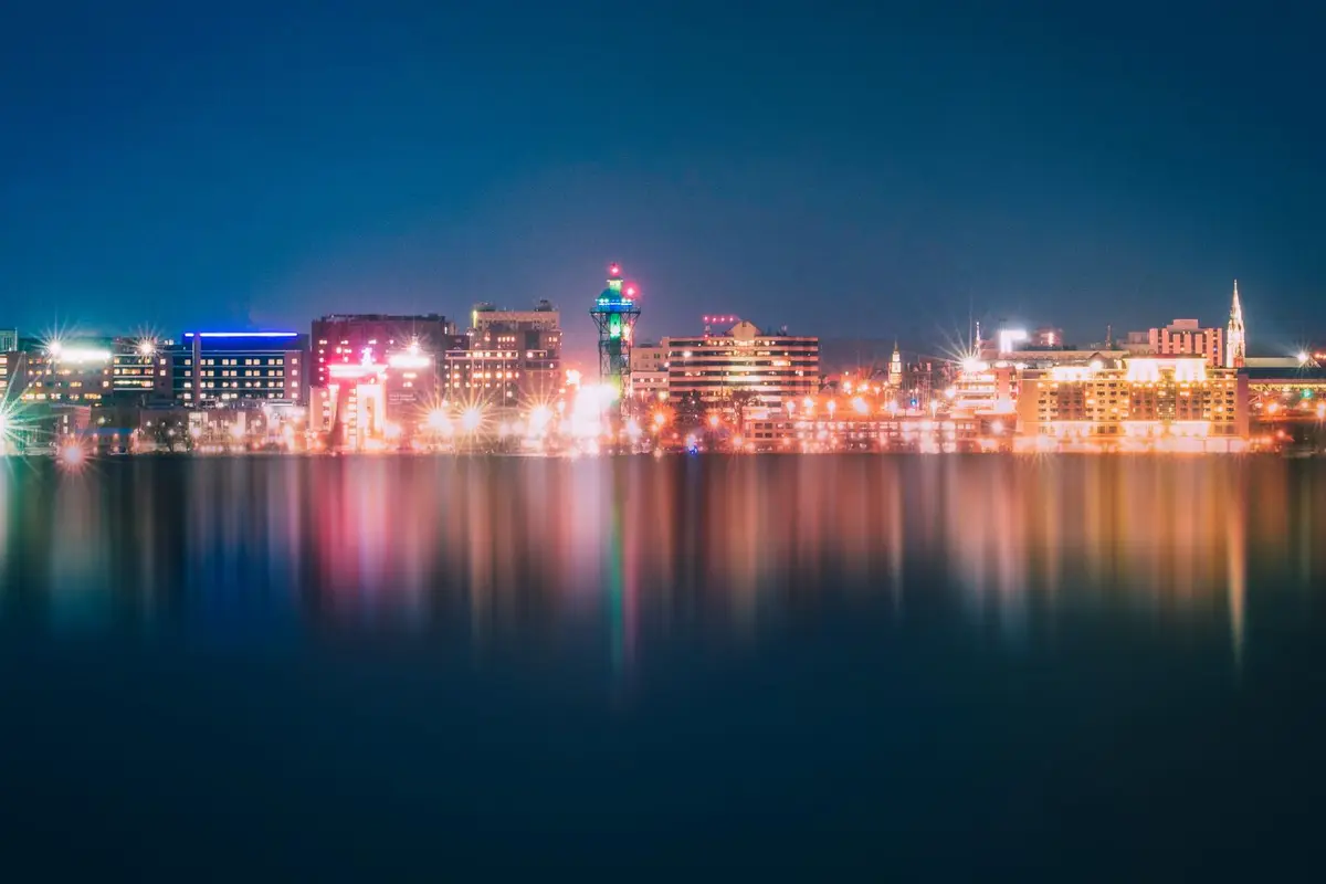 Burlington, Vermont skyline at night