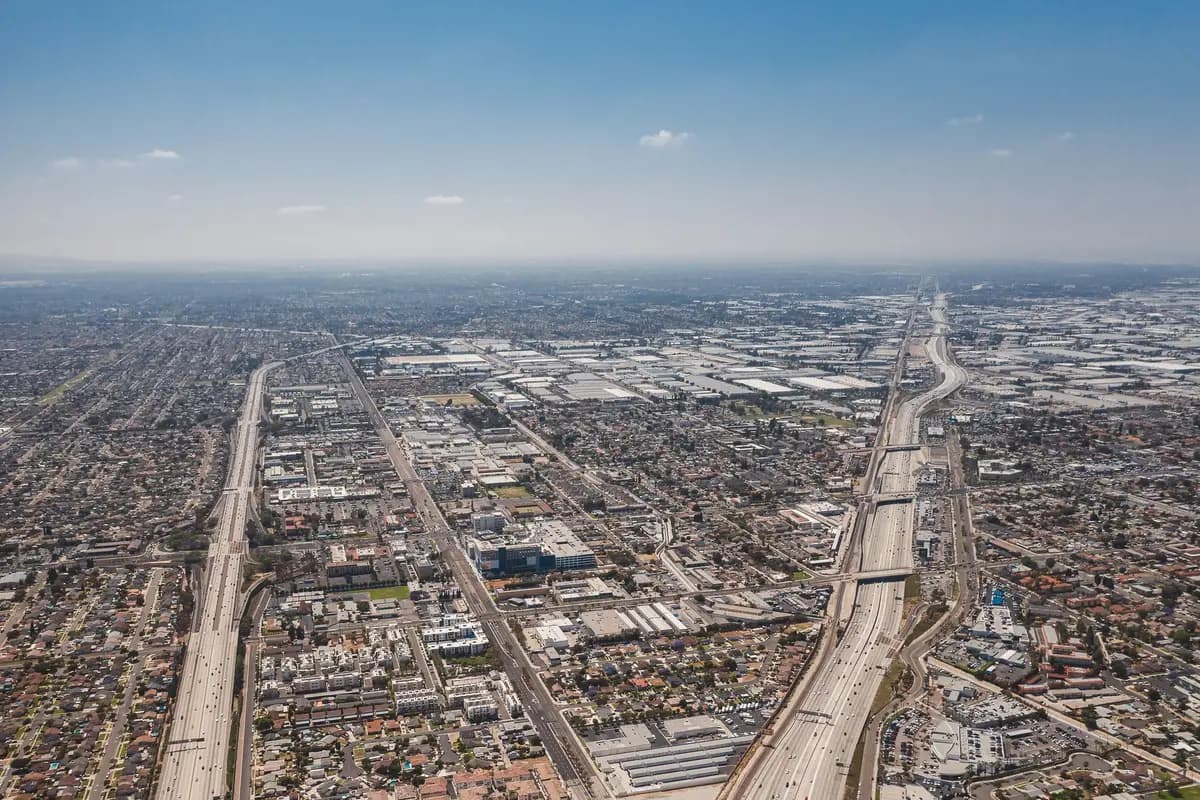 Aerial view of Fontana, California