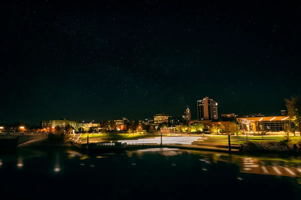 Fort Collins, Colorado skyline at night