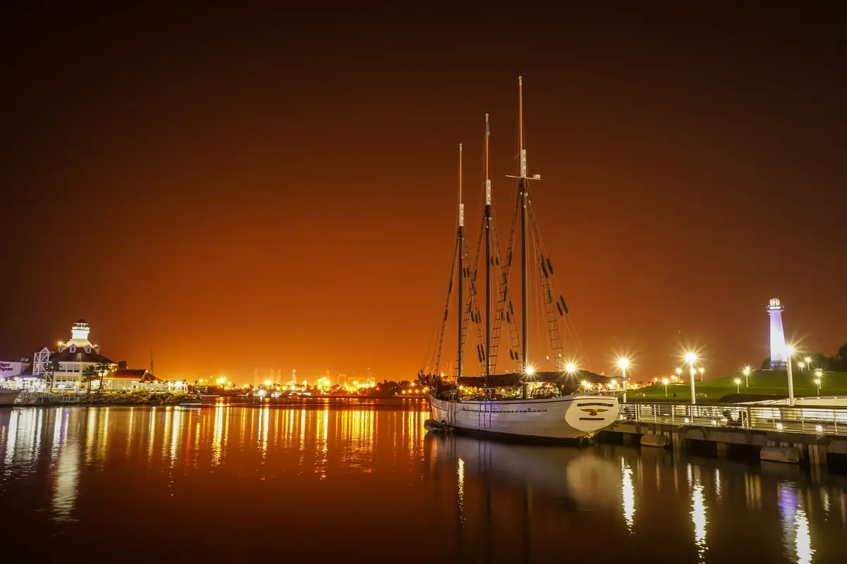 Long Beach, California skyline at night