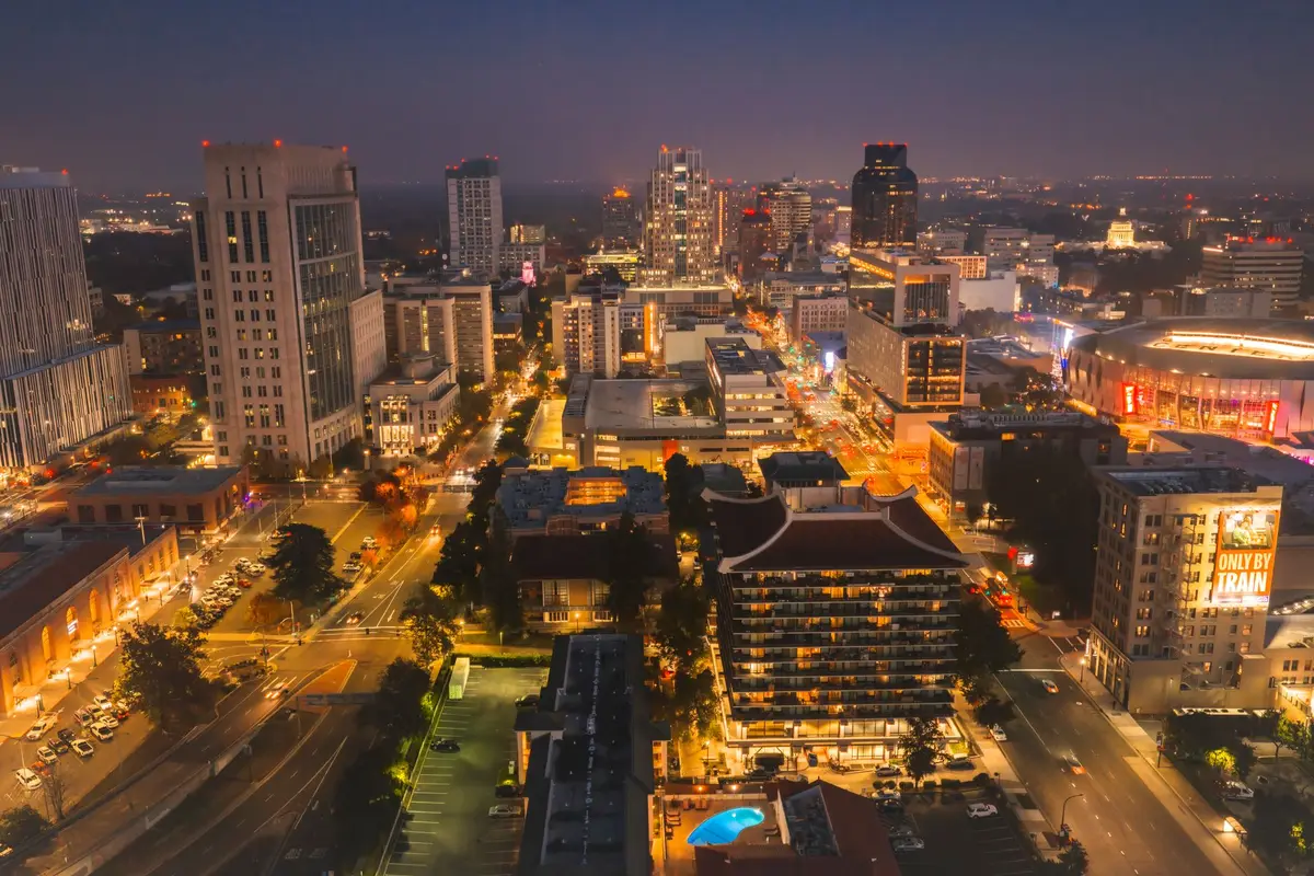 Modesto, California skyline at night