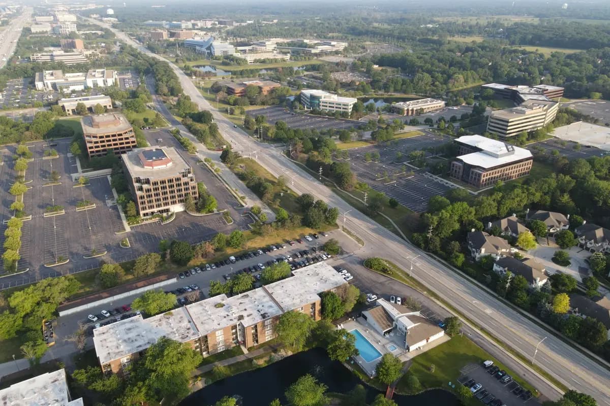Aerial view of Naperville, Illinois