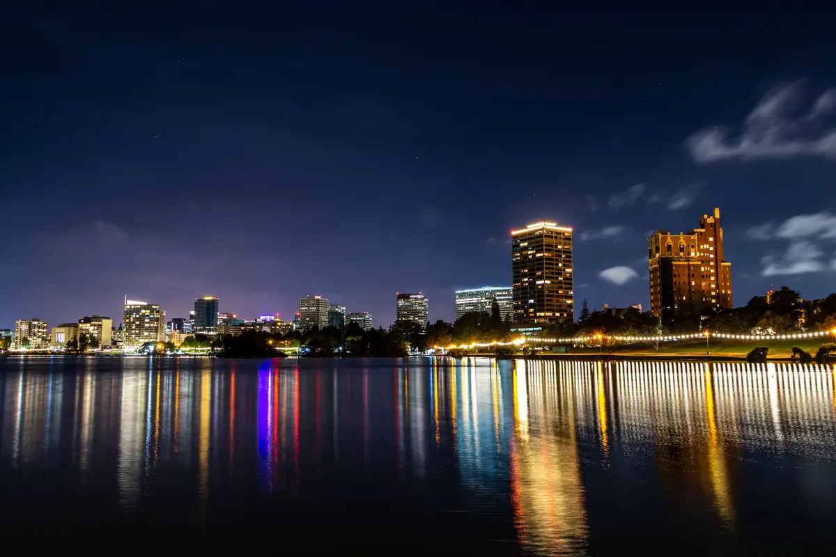 Oakland, California skyline at night