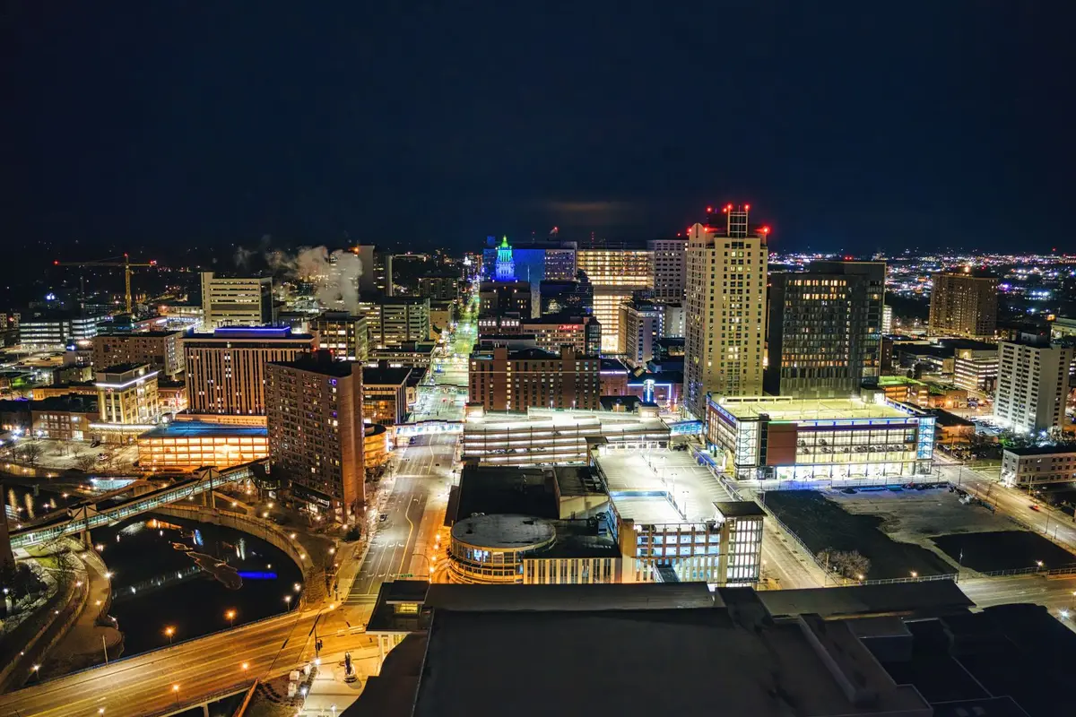 Rochester, Minnesota skyline at night