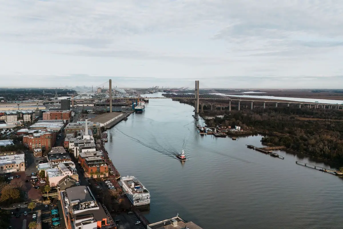 Aerial view of Savannah, Georgia