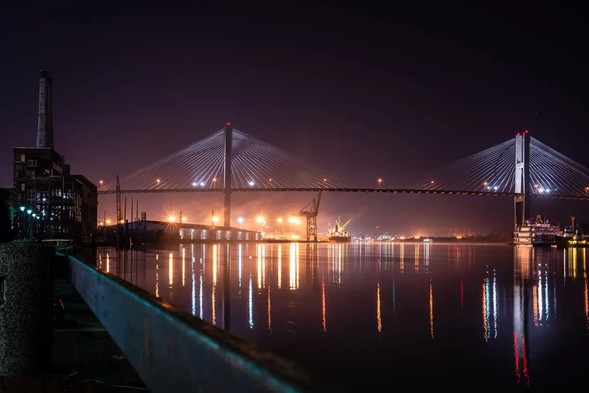 Savannah, Georgia skyline at night