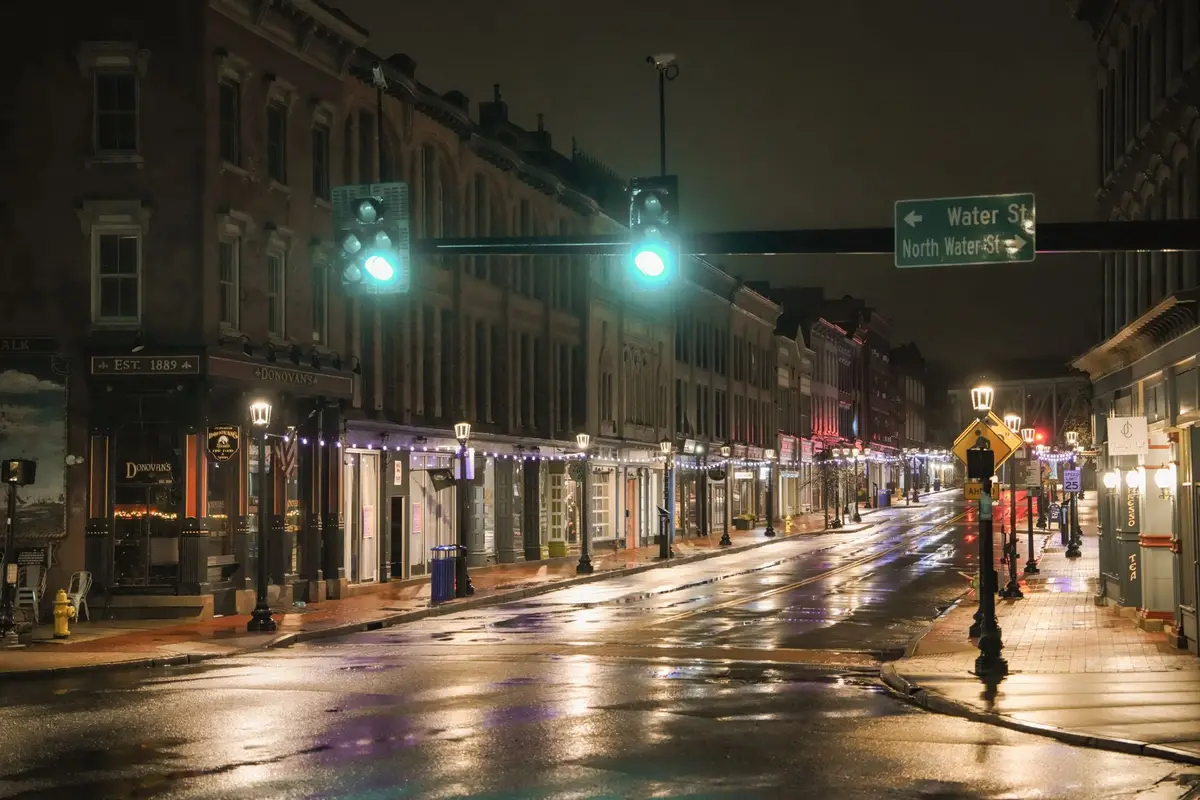 Downtown Waterbury, Connecticut street scene